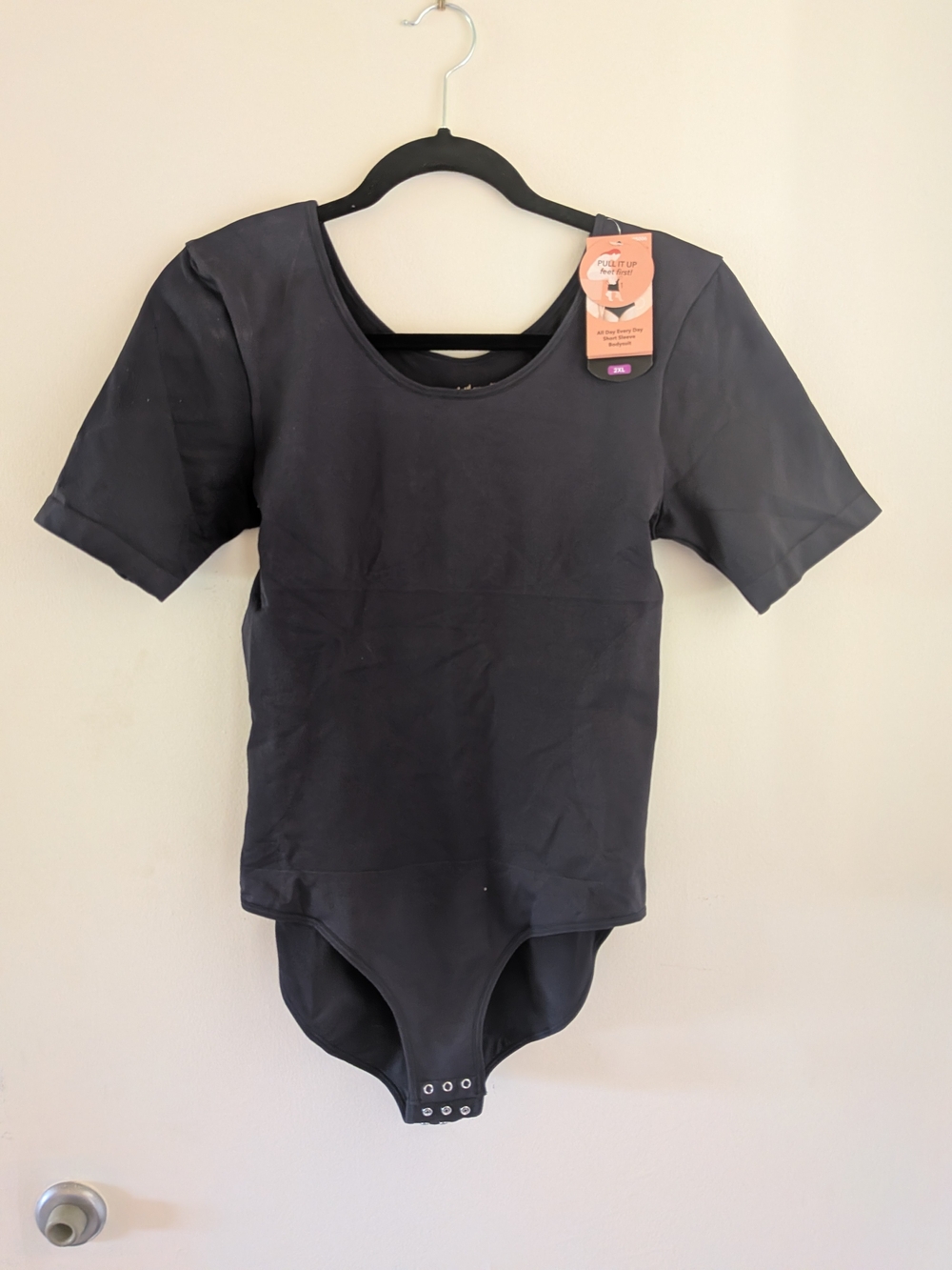 Shapermint Black Short-Sleeve One-Piece Bodysuit